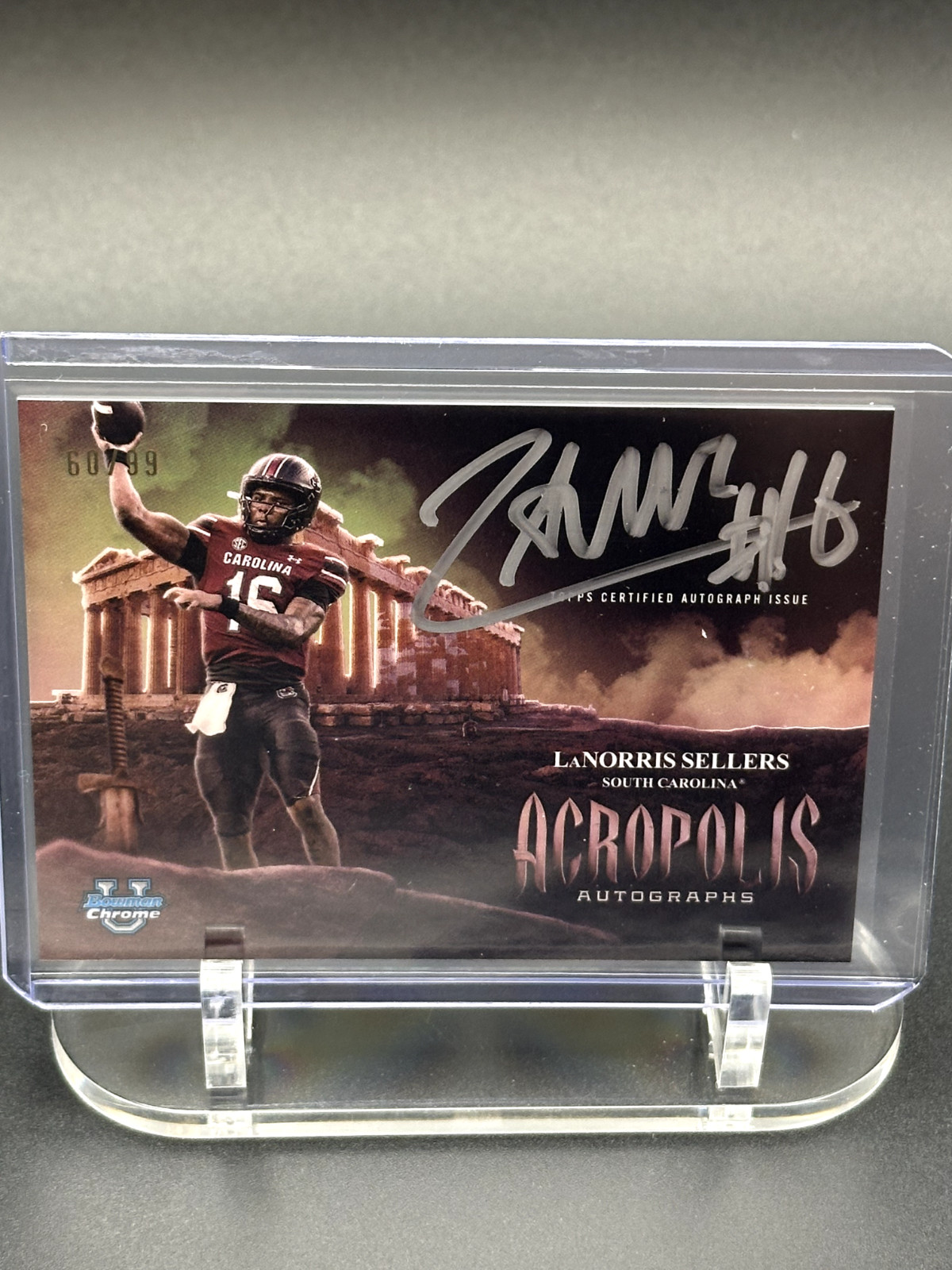 LaNorris Sellers 2025 Bowman U Chrome Acropolis  Auto /99 SP - South Carolina