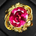 Luxurious Pink Padparadscha Sapphire 10.25Ct 925 Sterling Silver 24K Gold Rings