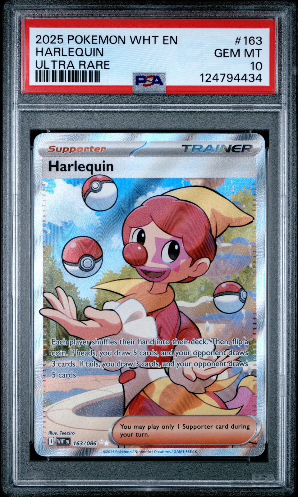 2025 Pokemon Wht En-White Flare #163 Harlequin Ultra Rare PSA 10