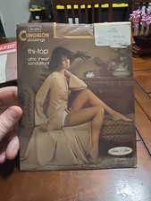 Vintage Sears Cling-Alon Stockings Thi-Top Ultra Sheer Sandalfoot Nude Petite