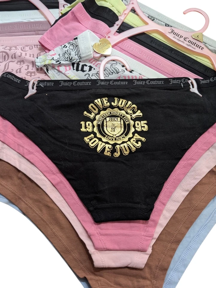 Roupa íntima feminina de algodão hipsters Juicy Couture pacote com 5 logotipos nova com etiquetas - Imagem 3 de 4