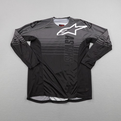 Alpinestars Shirt Mens Large Black Gray Motocross Jersey Moto Dirtbike MX Bike