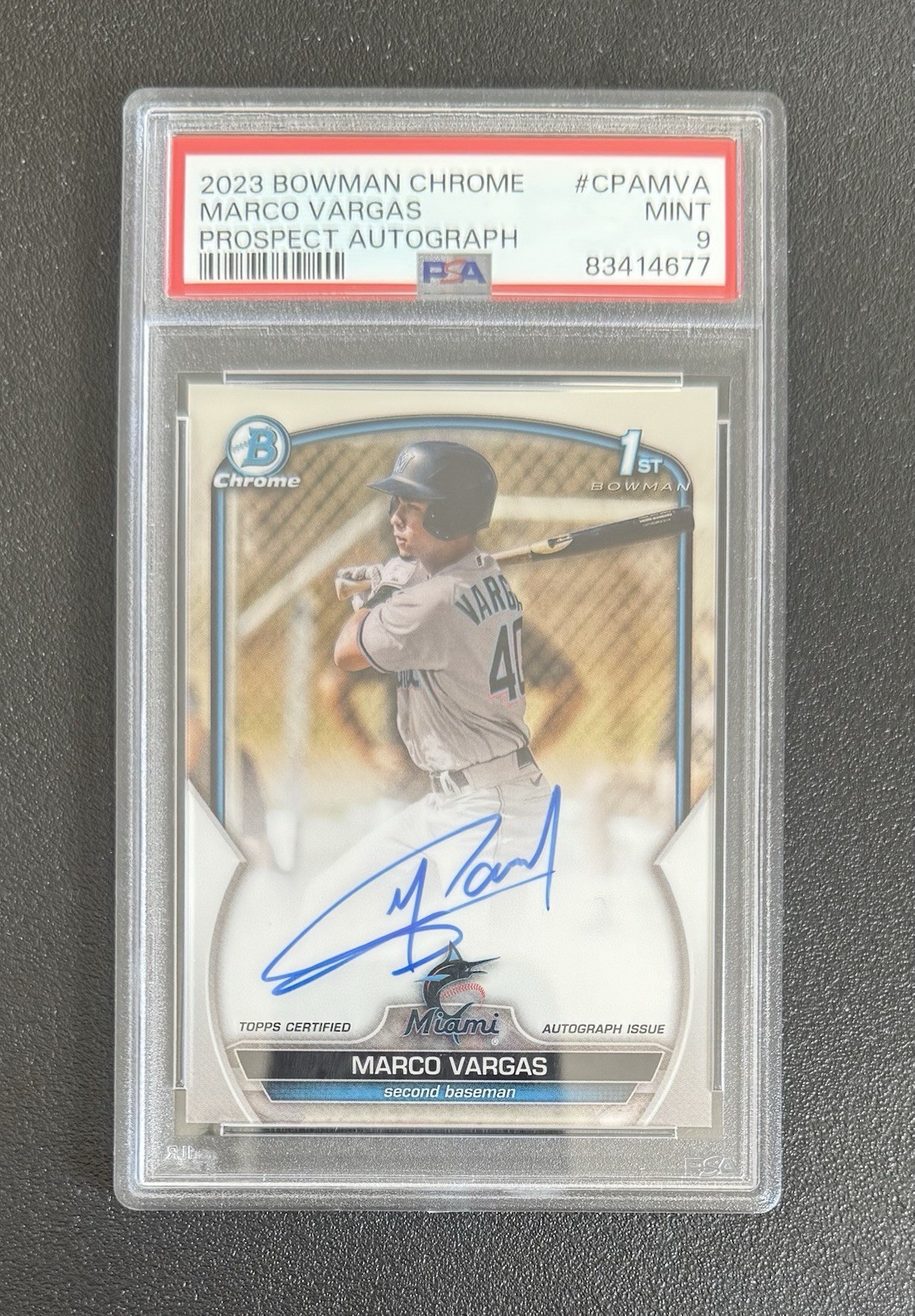 2023 Bowman Chrome Marco Vargas RC Auto Prospect PSA 9 #CPA-MVA