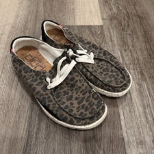 Hey Dude Wendy Jungle Brown Shoes Women's 6 Leopard Print Slip-On Sneakers