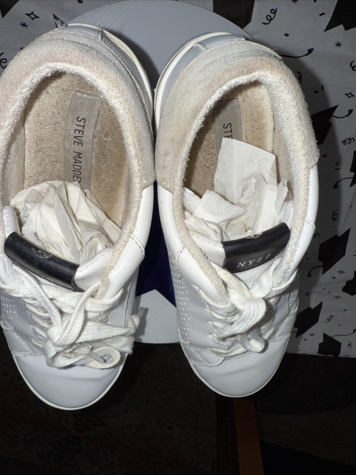 SAOLA Steve Madden Starling Star 9 5 suola in pelle gomma bianca con stella marrone