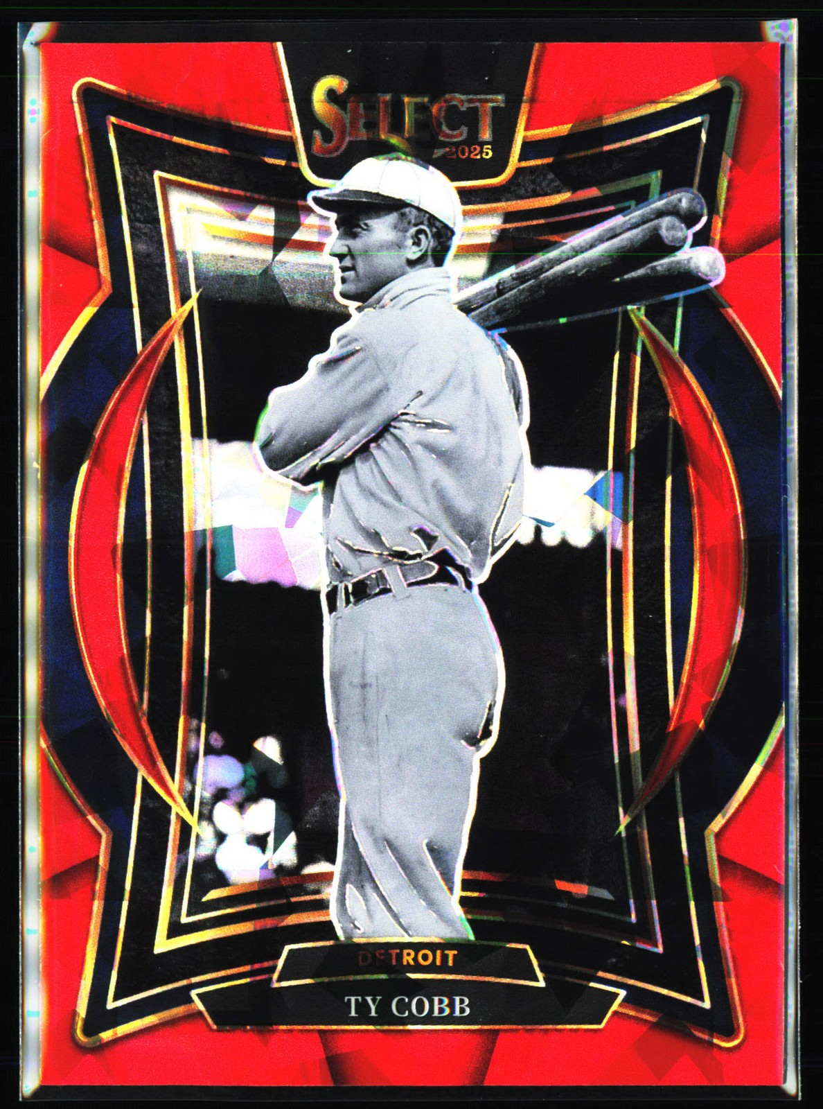 2025 Panini Select #32 Ty Cobb Red Ice Prizm #/299