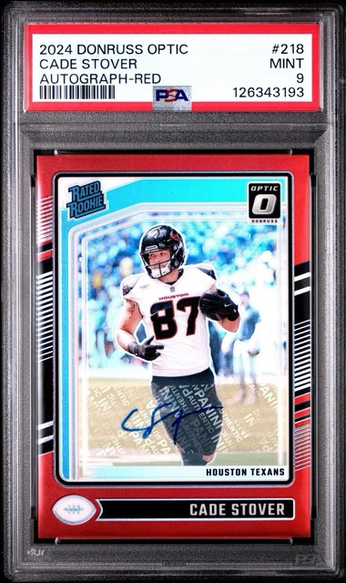 2024 Donruss Optic Cade Stover Rookie Auto | #218 /75 PSA 9 | Houston Texans