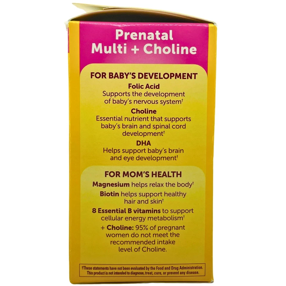 Nature Made Prenatal Multi + Choline with Folic Acid & DHA 60+60 Count (1 Pack) - Image 3 of 4