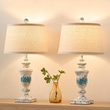 SAIWEYA 23" Farmhouse Table Lamps Set of 2, 3 Way 23in, Washed Blue-23in