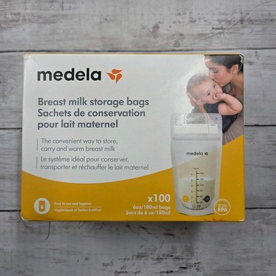 Medela Breast Milk Storage Bags 100ct Clear 6oz Double Zip BPA Free