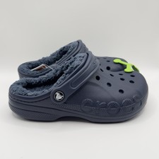 Crocs Adult Women  s Baya Lined Fur Fuzz Clogs Navy Blue US Size 6