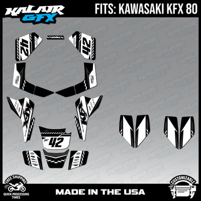 Graphics Kit for ATV Kawasaki KFX80 (All years) Lethal Series - WHITE