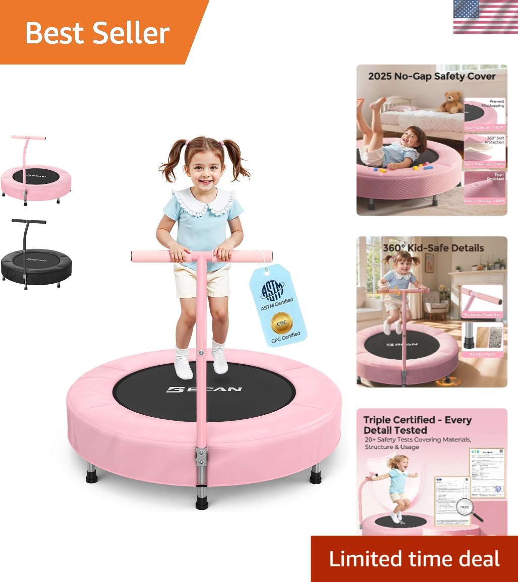Vibrant 36'' Toddler Trampoline - ASTM Certified for Ages 1-