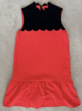 VICTORIA BECKHAM for Target - Scalloped Orange & Black Drop Waist Dress size: S