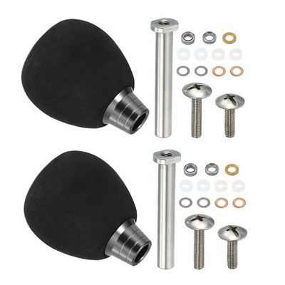 2Set Fishing Reel Handle Knob EVA Fishing Reel Power Handle Replacement Silver