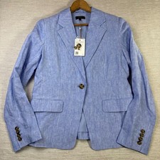 NEW Quince Womens 100 European Linen Blazer Light Blue Size S Single Button
