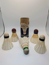 5 Official Montgomery Ward Feather Badminton Shuttlecocks Wood Cork Birdie