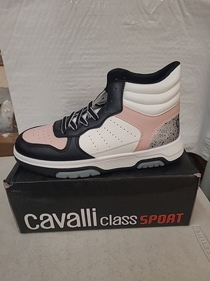 Women's Cavalli Class Sport Sneakers S23-S00CW8633, White/Pink/Black Size 7