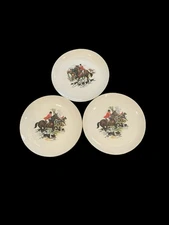 Winterling Bavaria Germany Fox Hunt Equestrian Gold Tone Rim China Plates 7.75”