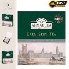 100 Count Ahmad Earl Grey Tea Bags - Luxurious Black Tea for Daily Indulgence 0.08 per strip