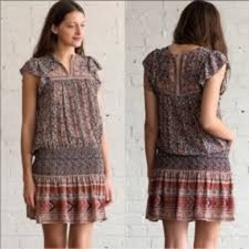 Ulla Johnson Simone Floral Silk Smocked Waist Mini Dress - Size 2