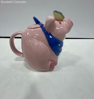 Certified International Coco Dowley Pink Pig Blue Bandana Ceramic Cookie