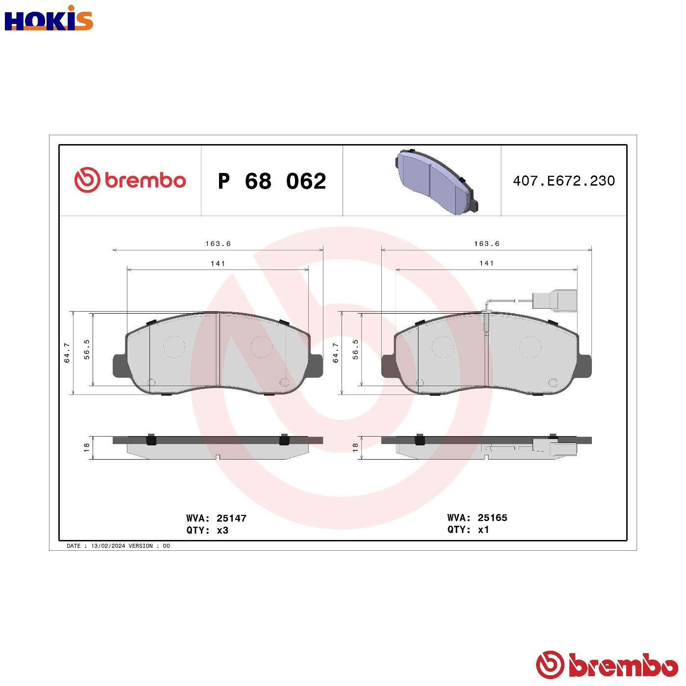 Brembo P68062 Prime Brake Pad Set - Image 25