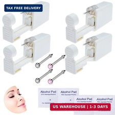 4-Pack Disposable Self Piercing Kit with Built-in Nose Studs, Very Safe Piercing