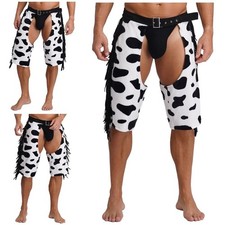 Men Rodeo Dress-Up Tassel Casual Pants Cosplay Costume Halloween Cowboy Chaps