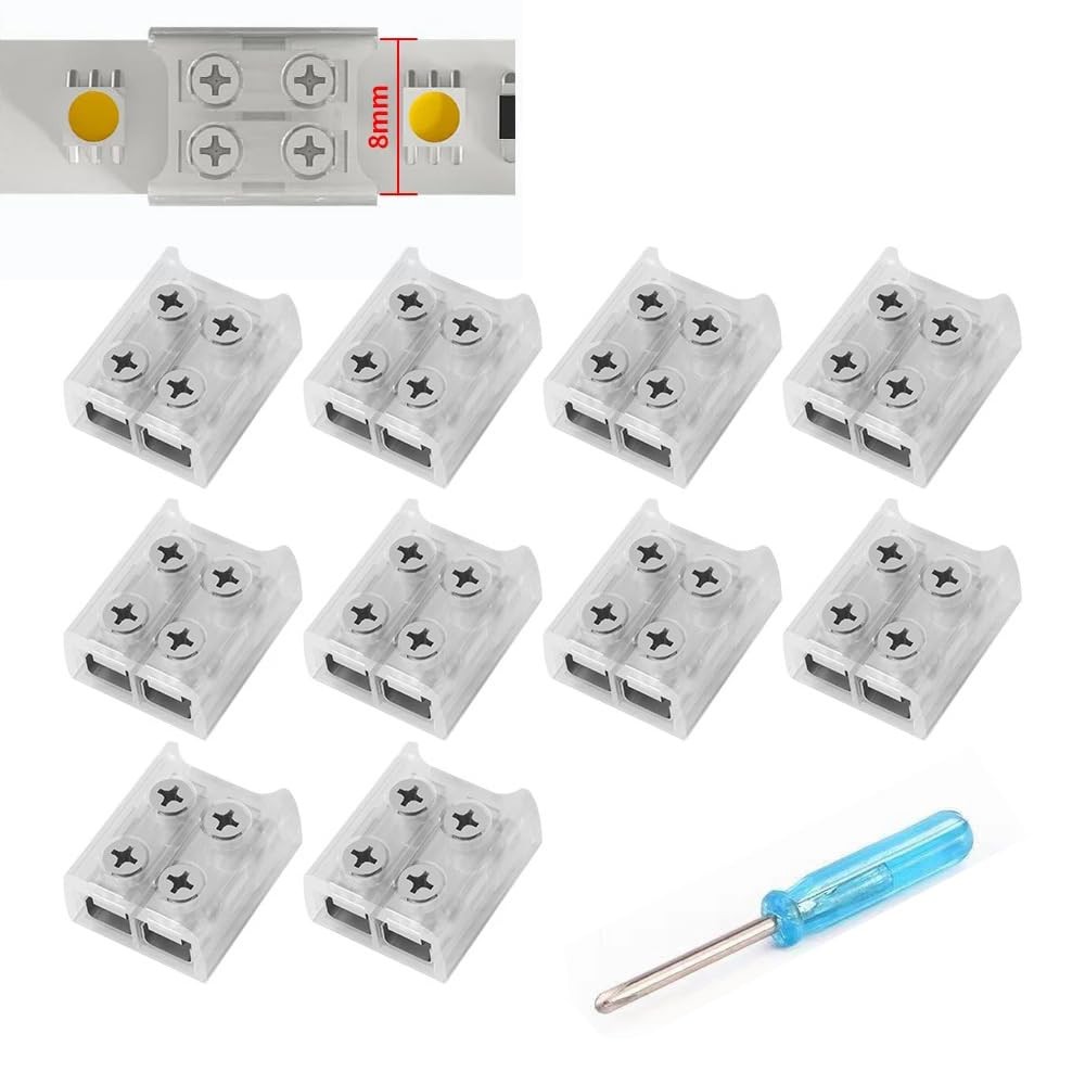 Bande LED 5050 3528 connecteur 2 broches 8mm pour raccordement rapide ruban