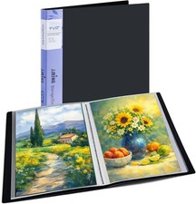 11X14 Art Portfolio Folder with Plastic Sleeves, 24-Pocket Portfolio Binder Disp
