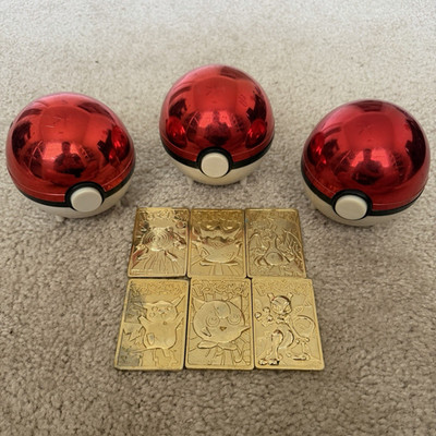 Pokémon Special Edition 1999 23K Gold-Plated 6-Card Lot + COAs Pokeballs