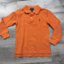 Kids Polo Ralph Lauren Long Sleeve Polo Shirt Orange Blue Horse Size 5
