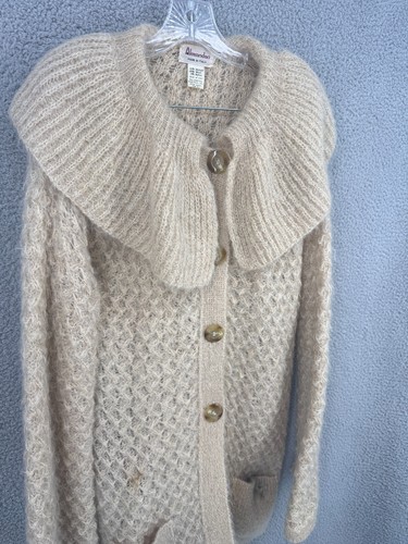Vtg 70's Italy Handknit Chunky Oversize Cardigan Mohair-Wool Lucite Boho Long, $149.99 - Photo 4