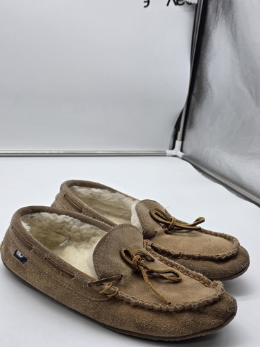 vineyard vines Slippers Shoes Men10 Brown Suede Shearling Moccasin Indoor House