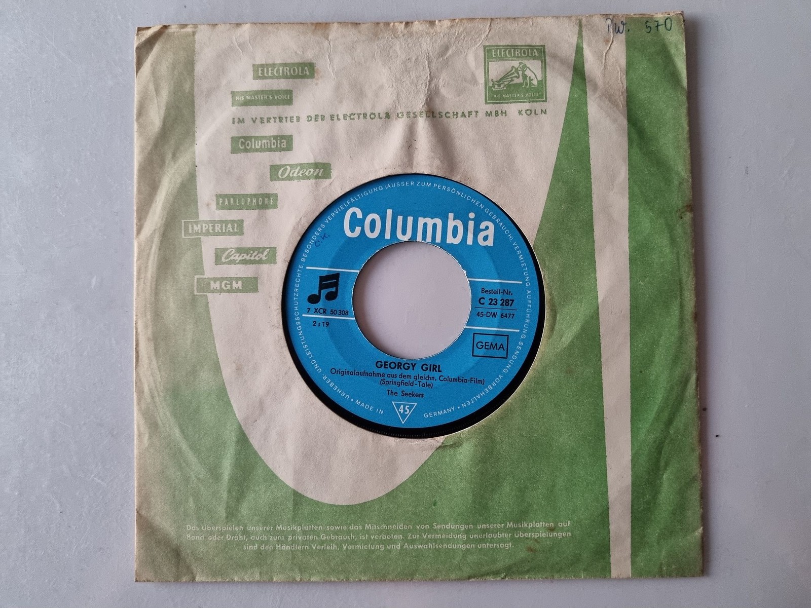 The Seekers - Georgy Girl 7'' Vinyl Germany
