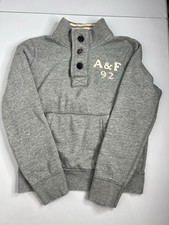 Vintage Y2K Abercrombie  Fitch Three Buttons Pullover Sweatshirt Gray Large
