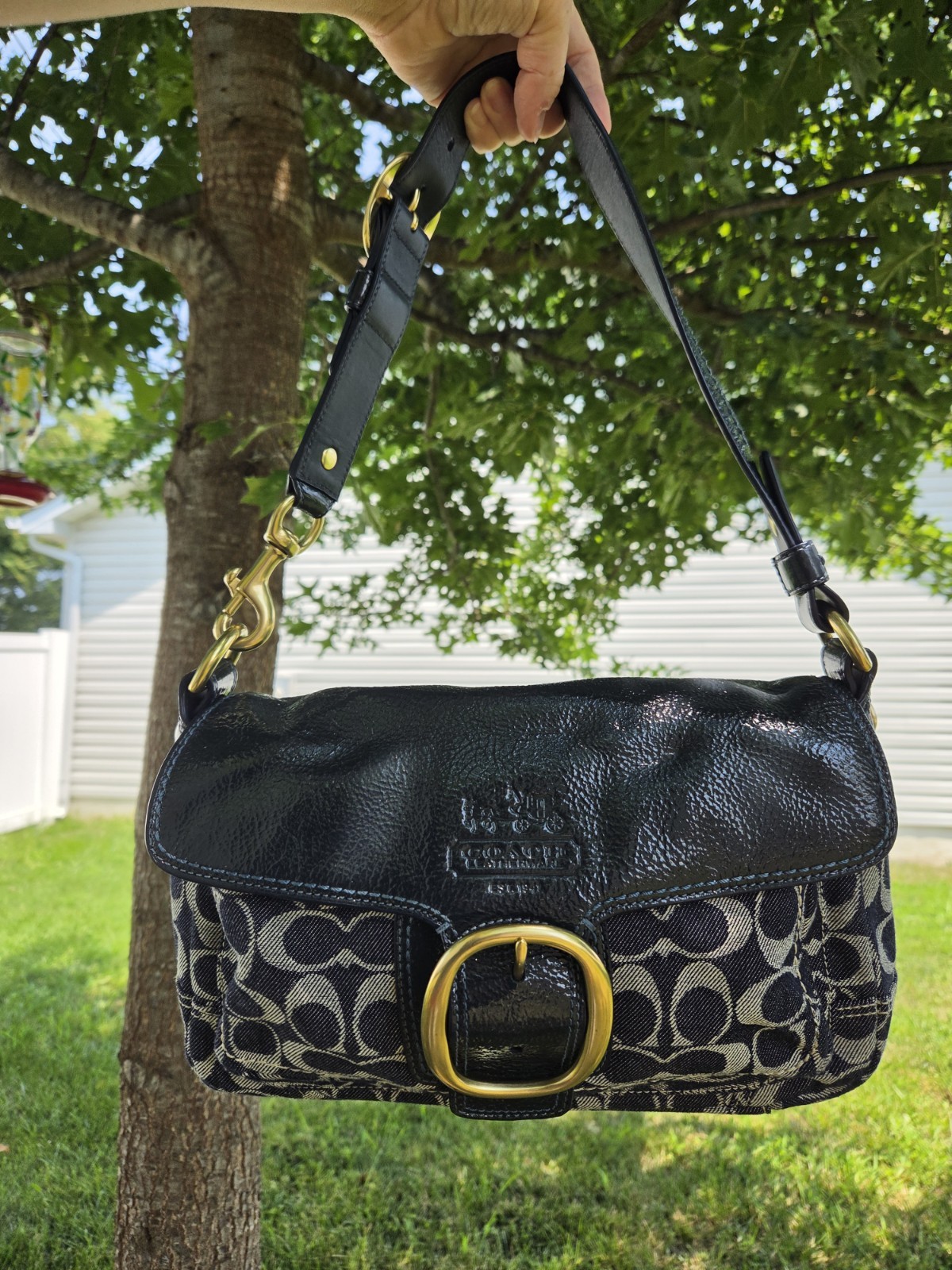 Y2K Coach Bleecker Denim Shoulder Bag Style 12571 Blu… - Gem