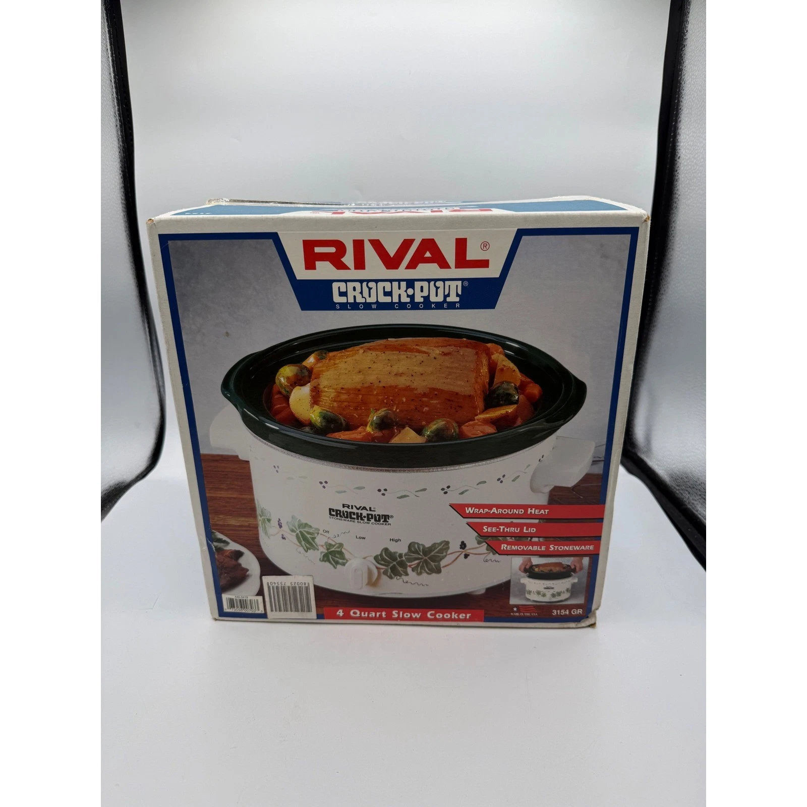 New Rival Crock-Pot 4 Quart Slow Cooker Ivy Pattern Removable Stoneware 3154 GR