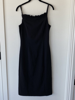 white house black market black ruffle dress Tiered Ruffle Bustier Dress