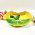 Vintage McCoy Pottery Yellow Planter With Green Bird  1940s/50's