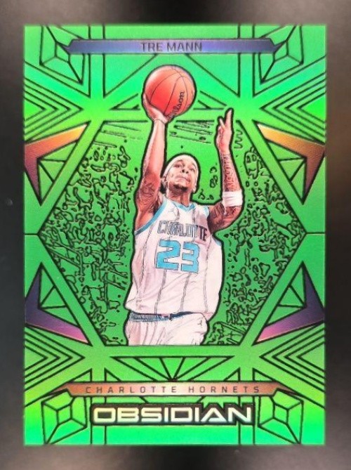 2024-25 Panini Obsidian Tre Mann #139 Electric Etch Green Flood /25 Hornets