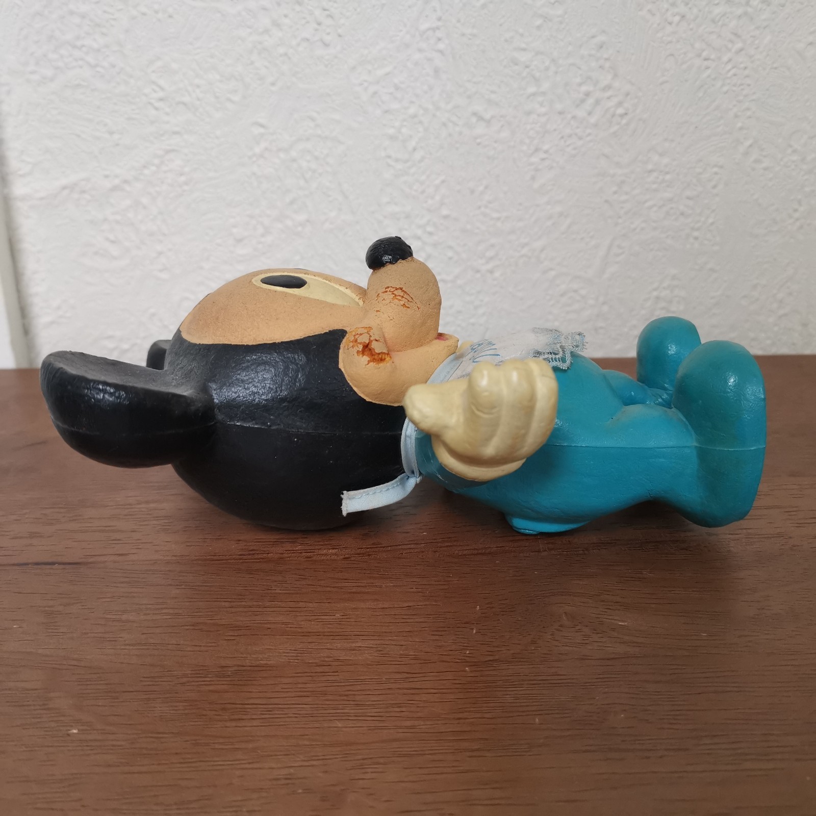 Vintage Disney Mickey Mouse Bendy Foam Toy Baby Blue Clothes Bib Collectible image 4