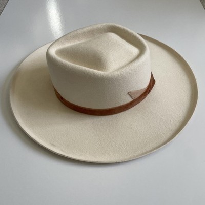 Lack of Color Val Diamond Off White Fedora Hat Whiskey Velvet Tonal Band 55 Cm S