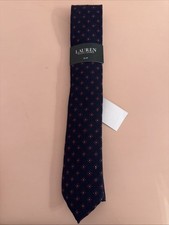 NEW with Tag Lauren Ralph Lauren Navy Flower Cotton Slim Tie