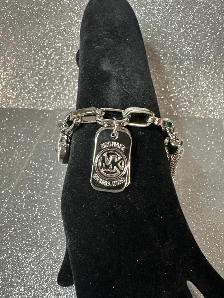 Michael Kors Silver Charms Bracelet Bangle Key - Image 2 of 4