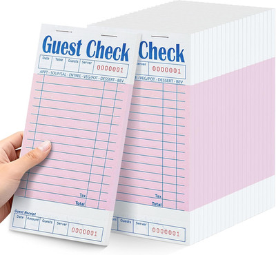 20 Pack/1000 Tickets Guest Checks Books for Servers, Pink Server Books for Waitr