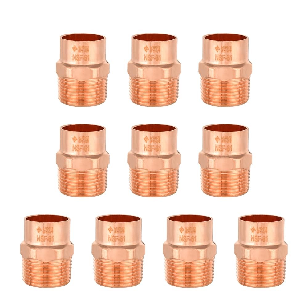 10 PCS 3/4 Inch Copper Male Adapter C x MNPT LF Plumbing Fitting COPPER061