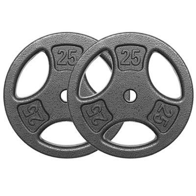 Athletic Works 50LB Cast Iron Weight Plate Set 2x25LB 1'' Holes Standard Gym Bar