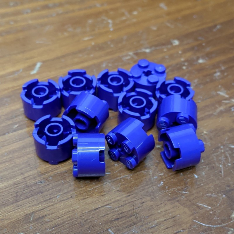 Lego Dark Purple Brick, Round 2 x 2 with Axle Hole - Qty 12